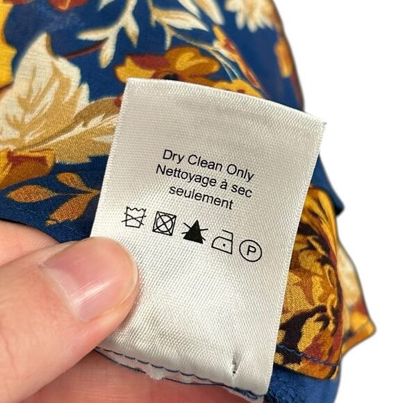 Veronica Beard Hedera Orange Blue Floral Print Silk Crêpe Mini Dress Womens 12 - Picture 5 of 6